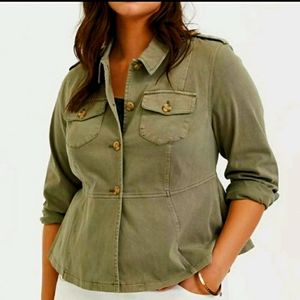 Olive green peplum military jacket